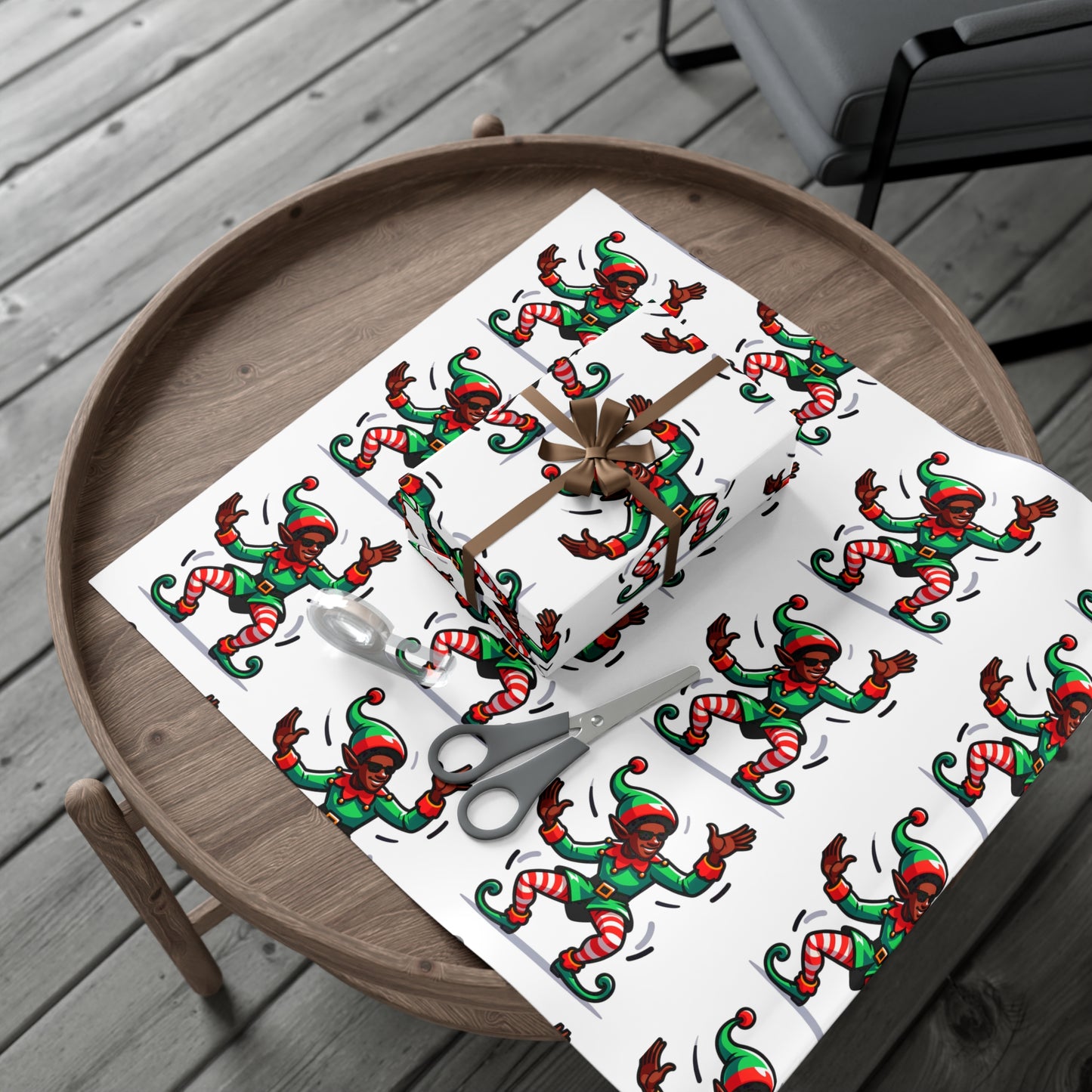 Dancing elf gift wrapping paper.