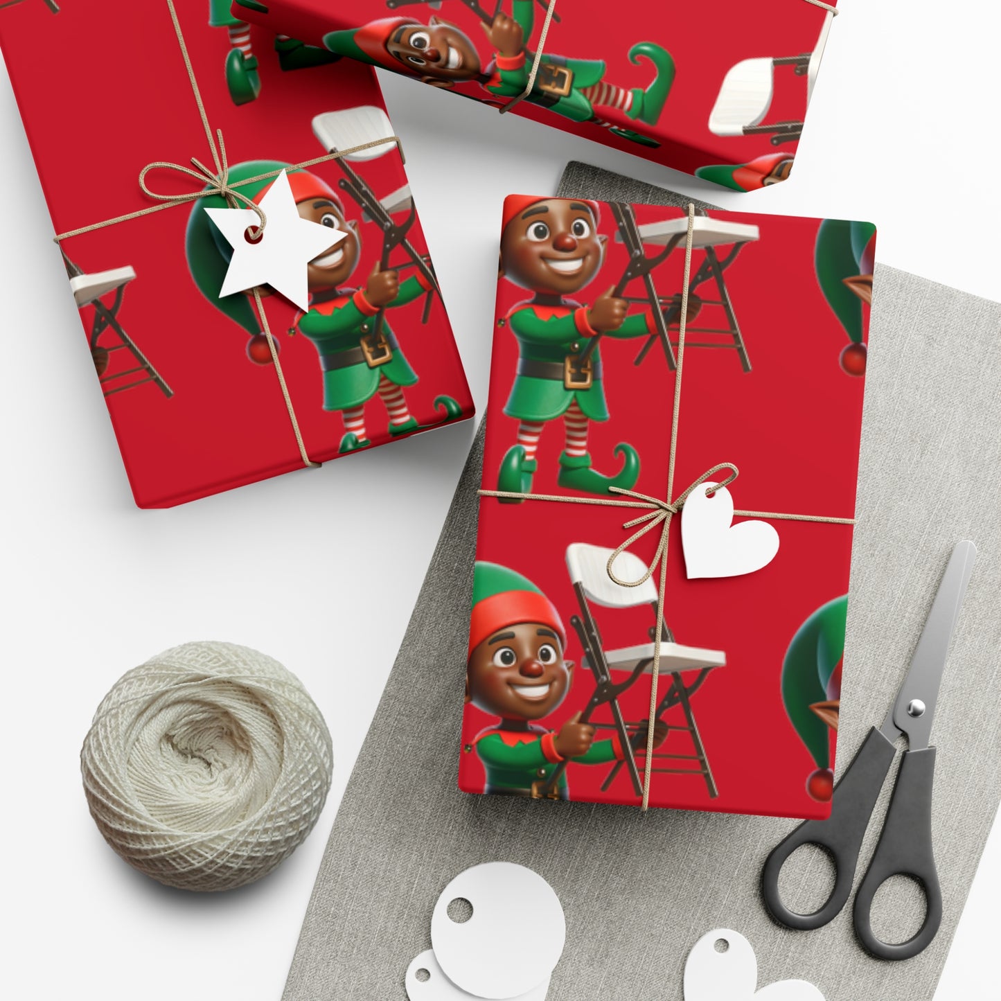Folding Chair Elf Gift Wrap Papers