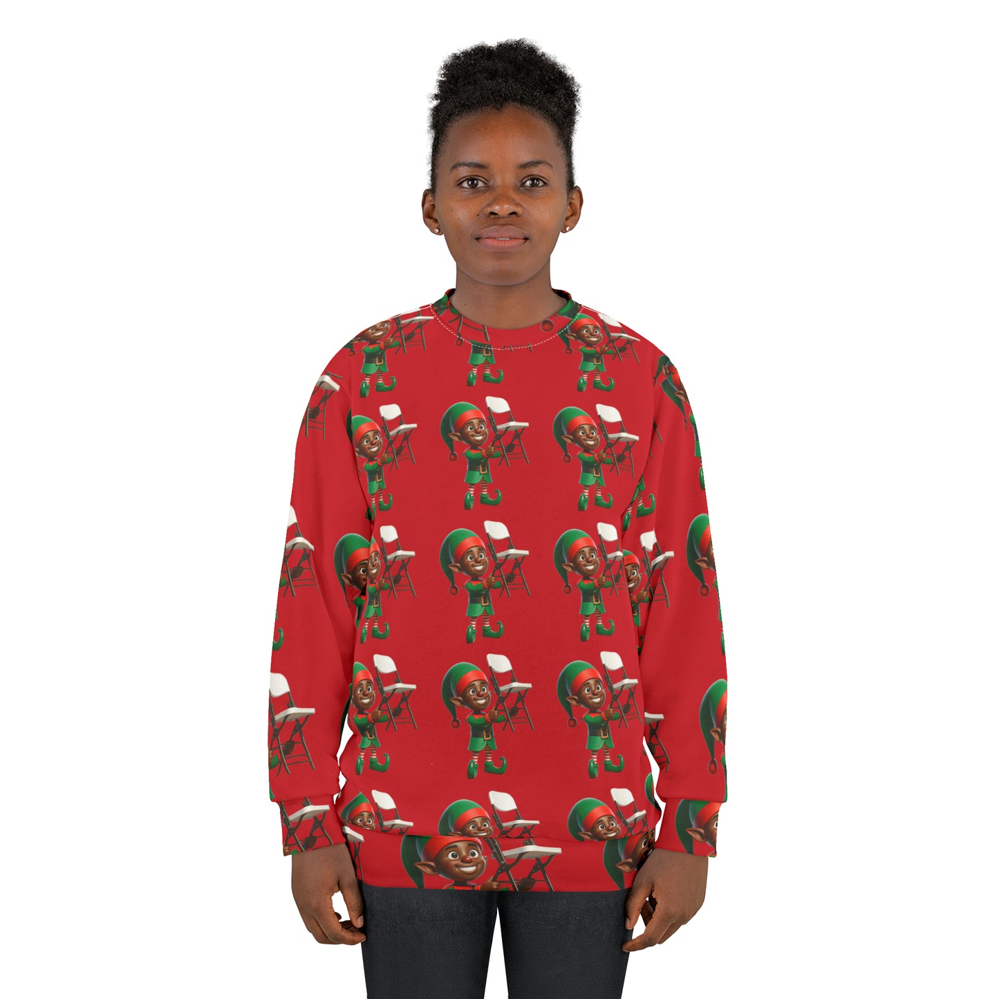 Folding Chair Elf Ugly Christmas Sweatshirt