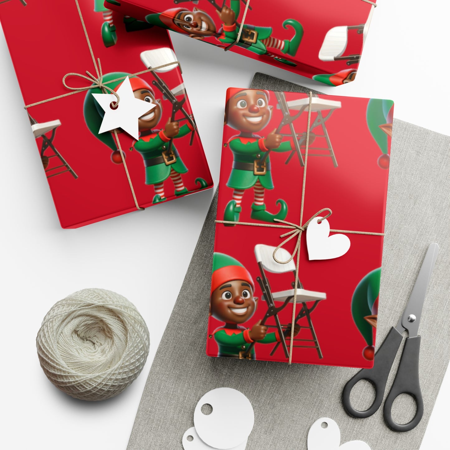 Folding Chair Elf Gift Wrap Papers