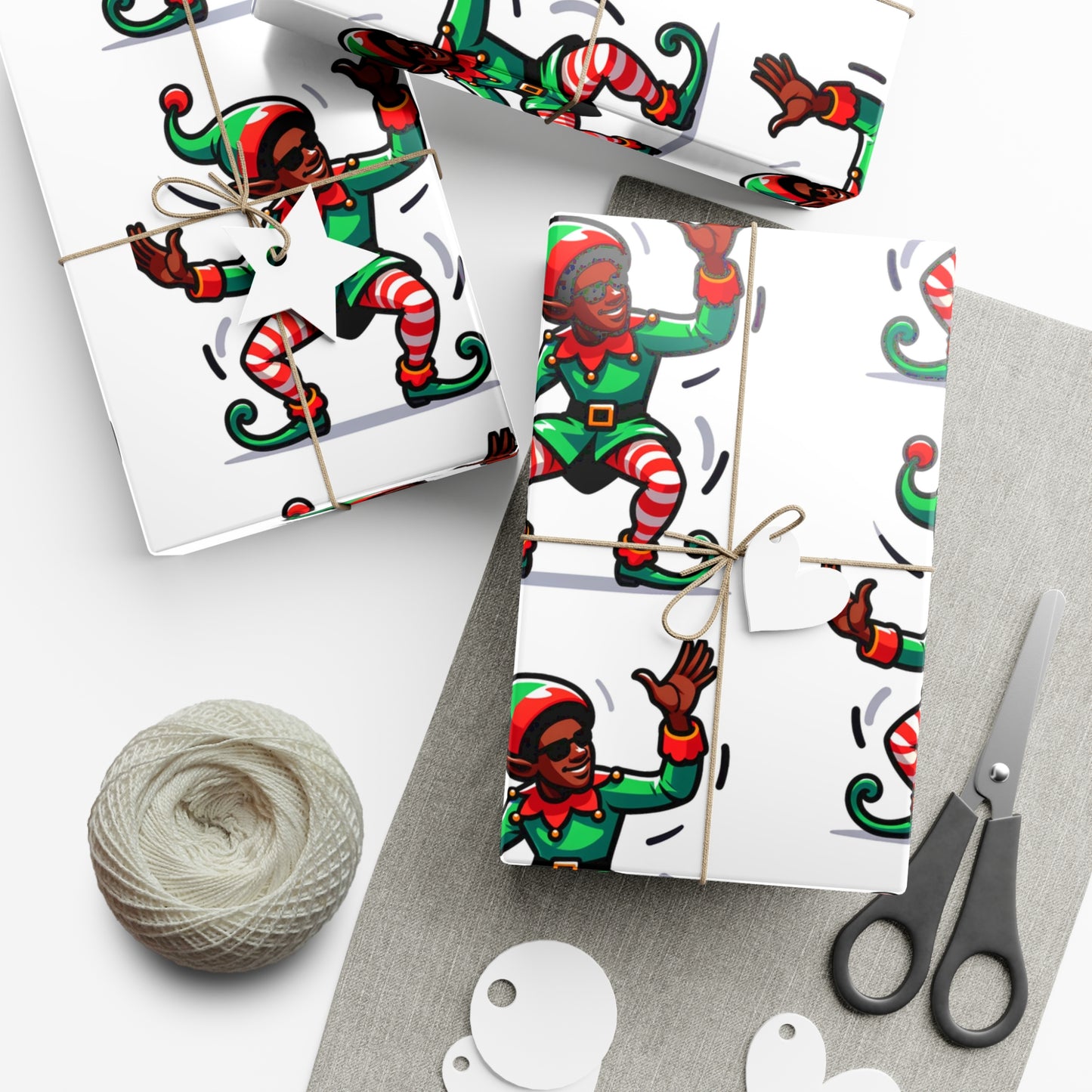 Dancing elf gift wrapping paper.