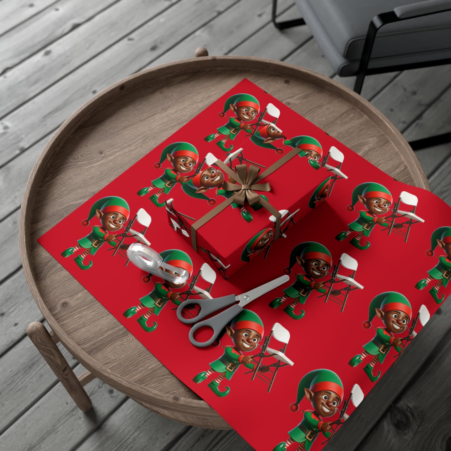 Folding Chair Elf Gift Wrap Papers