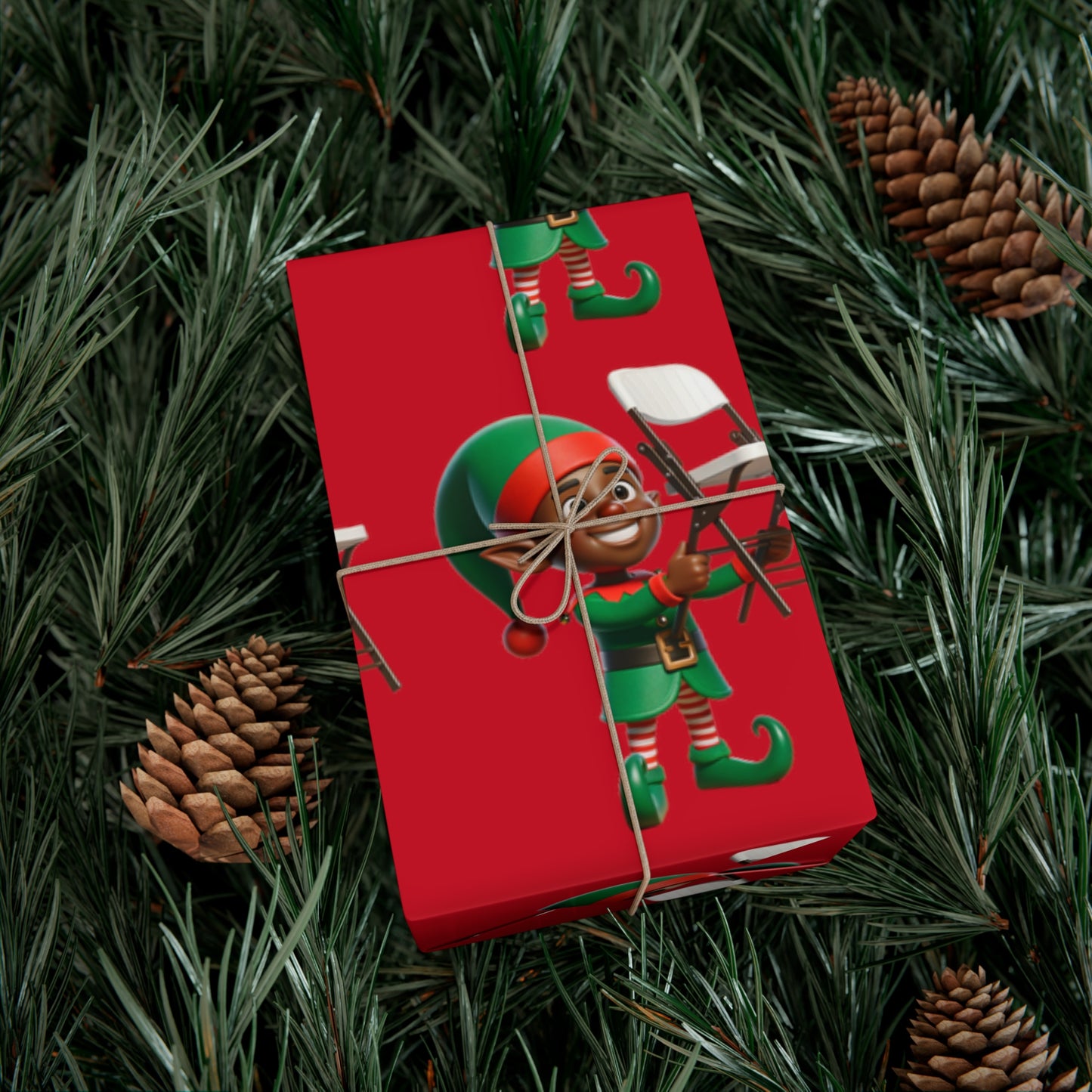 Folding Chair Elf Gift Wrap Papers