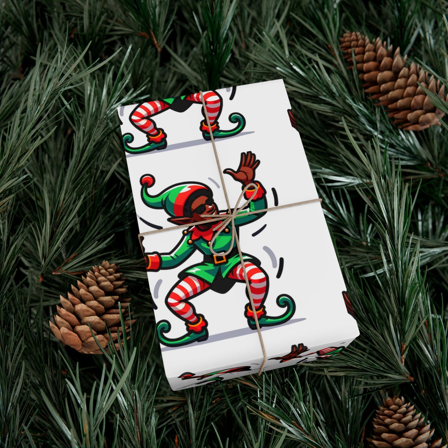 Dancing elf gift wrapping paper.