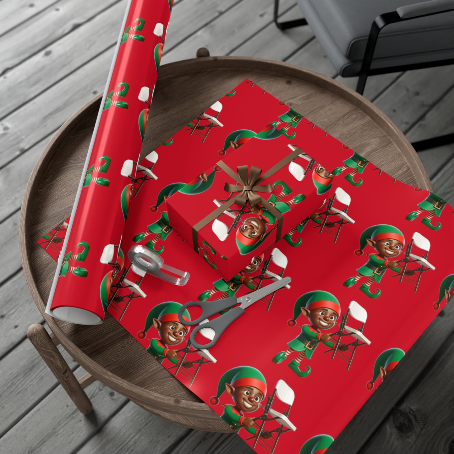 Folding Chair Elf Gift Wrap Papers