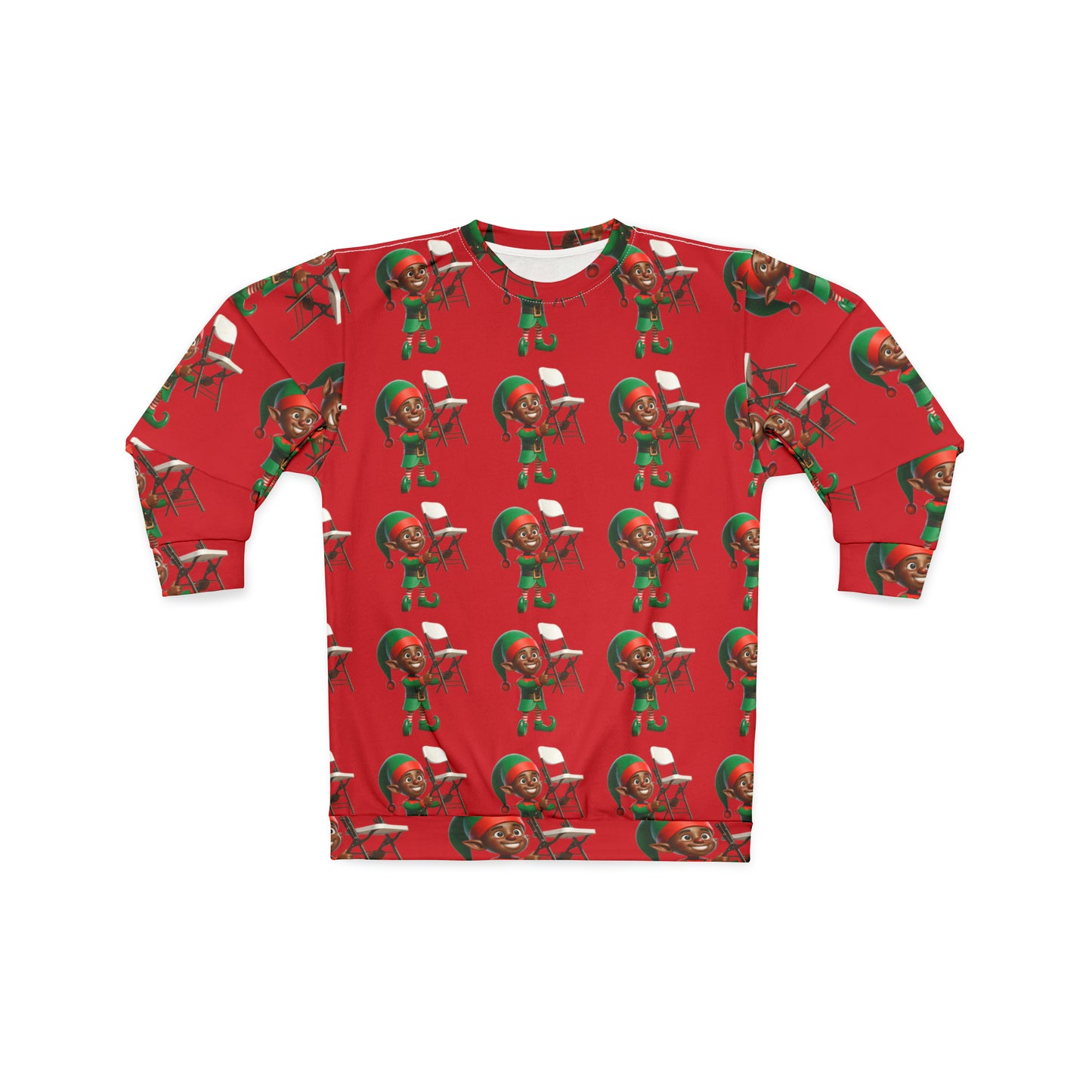 Folding Chair Elf Ugly Christmas Sweatshirt