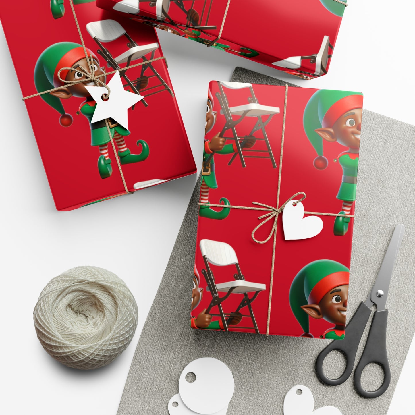 Folding Chair Elf Gift Wrap Papers