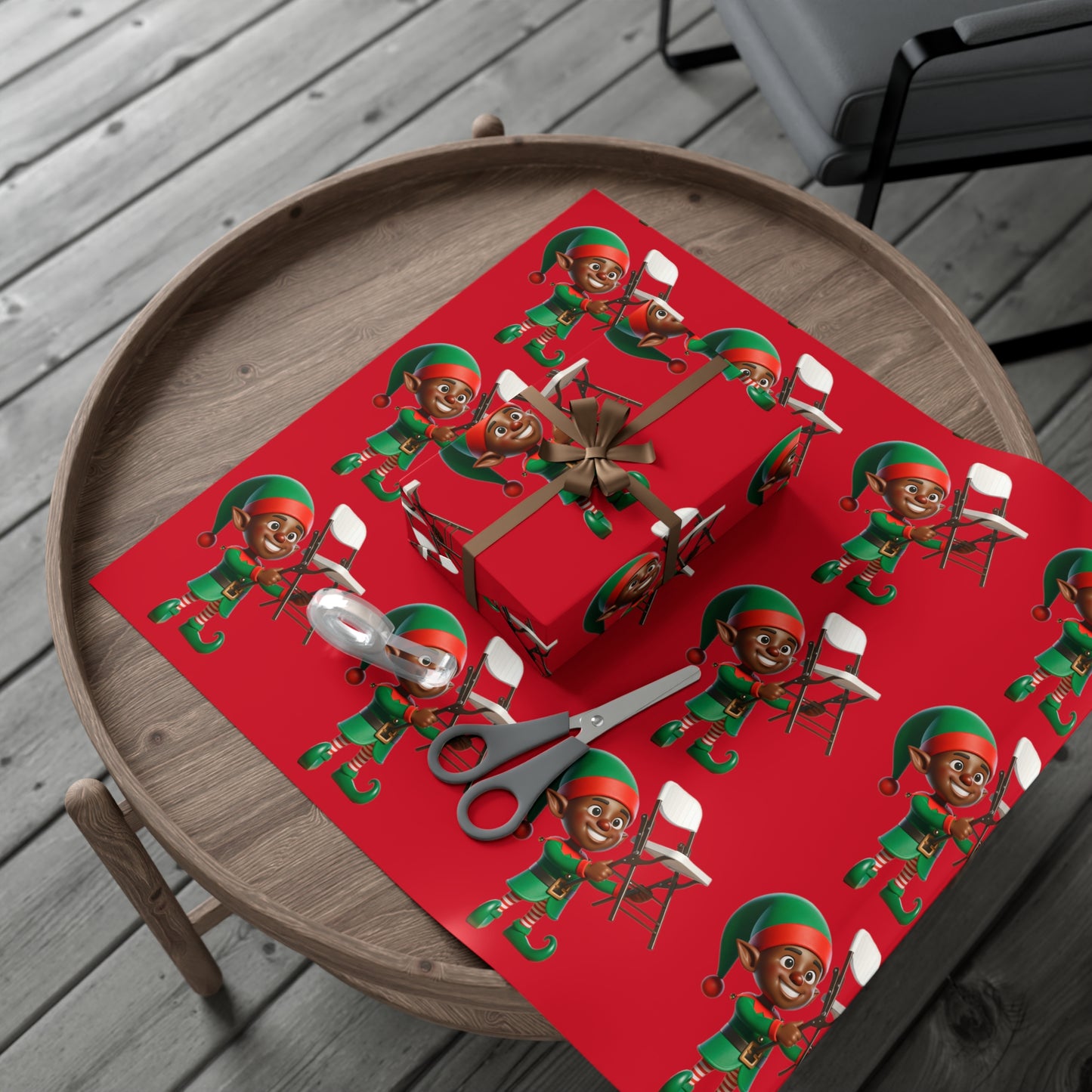 Folding Chair Elf Gift Wrap Papers