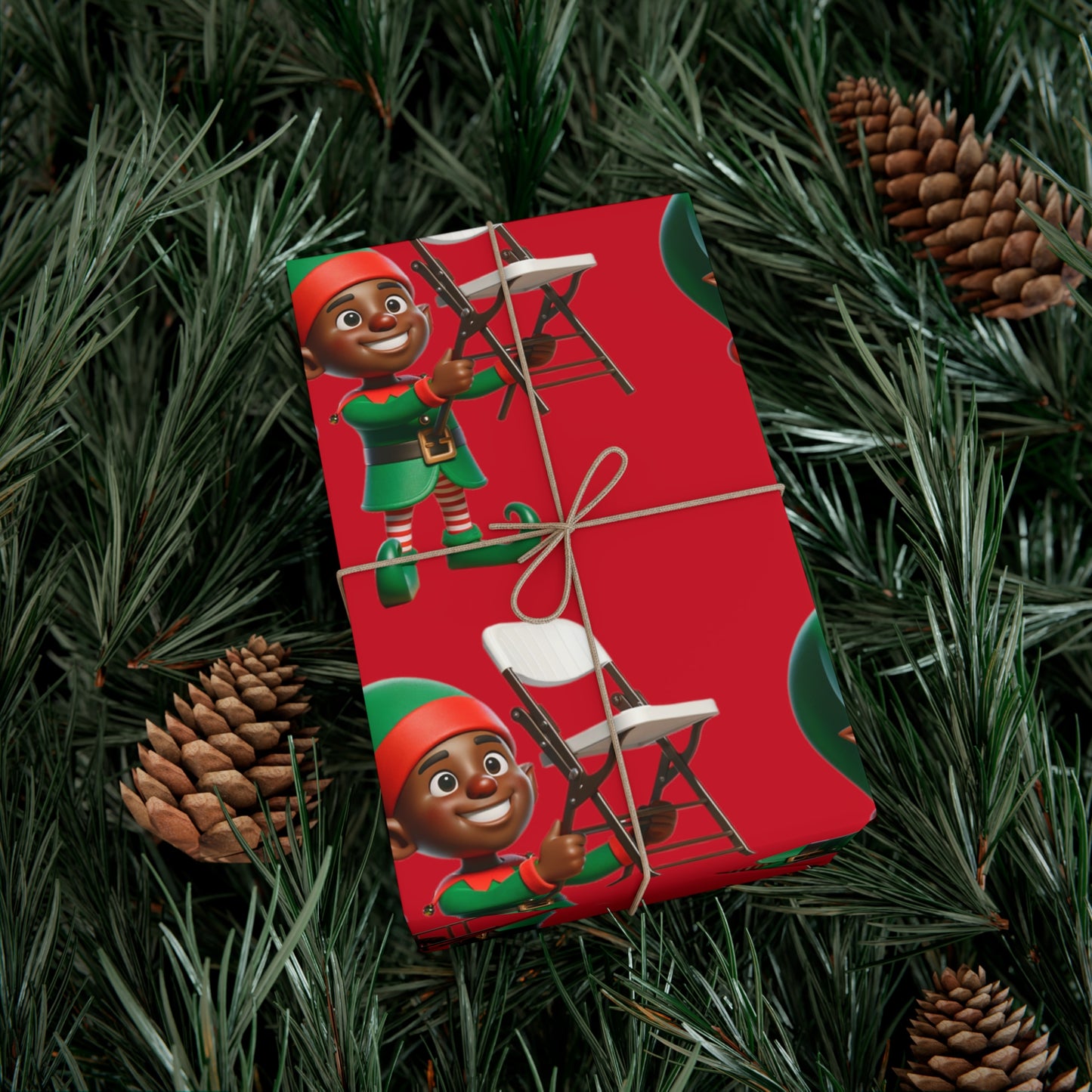 Folding Chair Elf Gift Wrap Papers