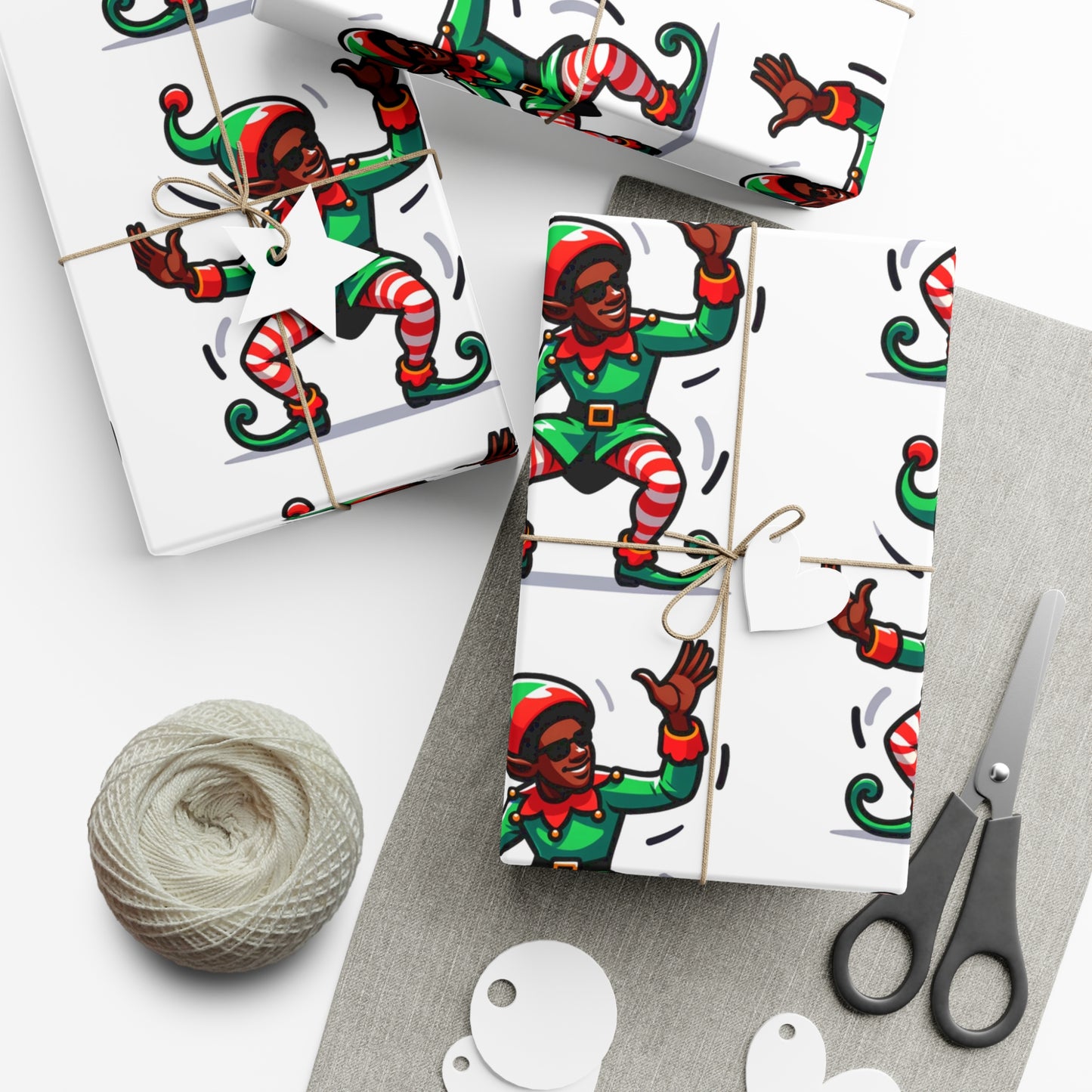 Dancing elf gift wrapping paper.