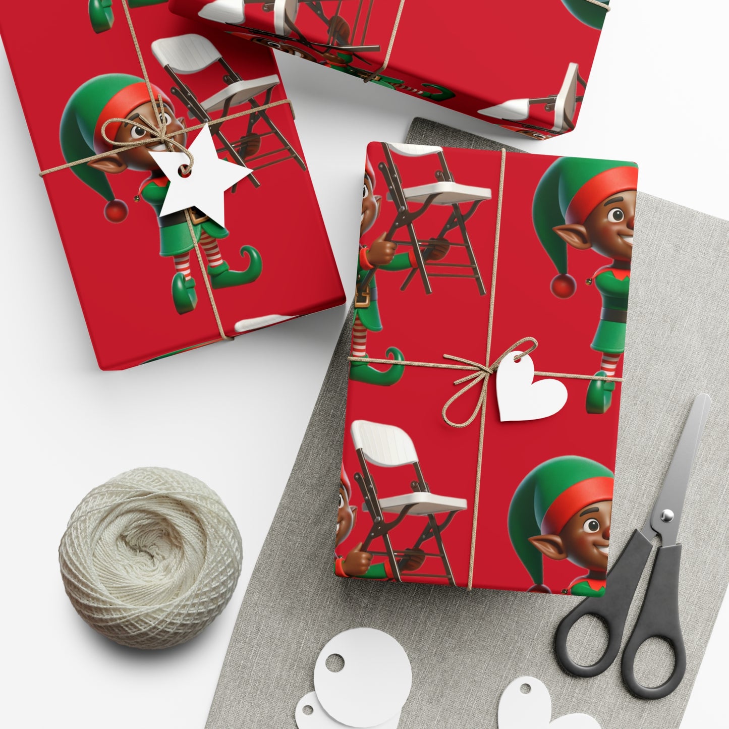Folding Chair Elf Gift Wrap Papers