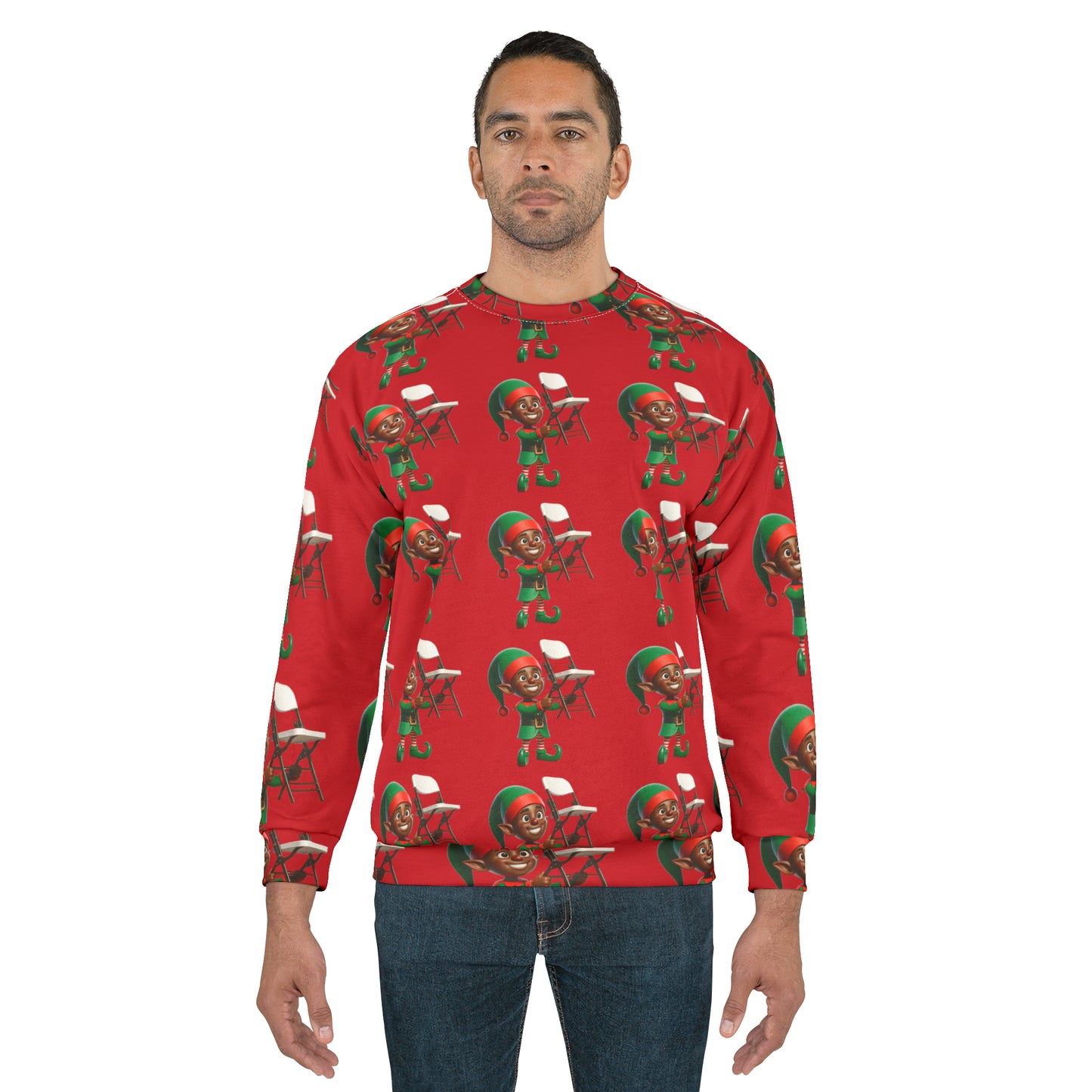 Folding Chair Elf Ugly Christmas Sweatshirt