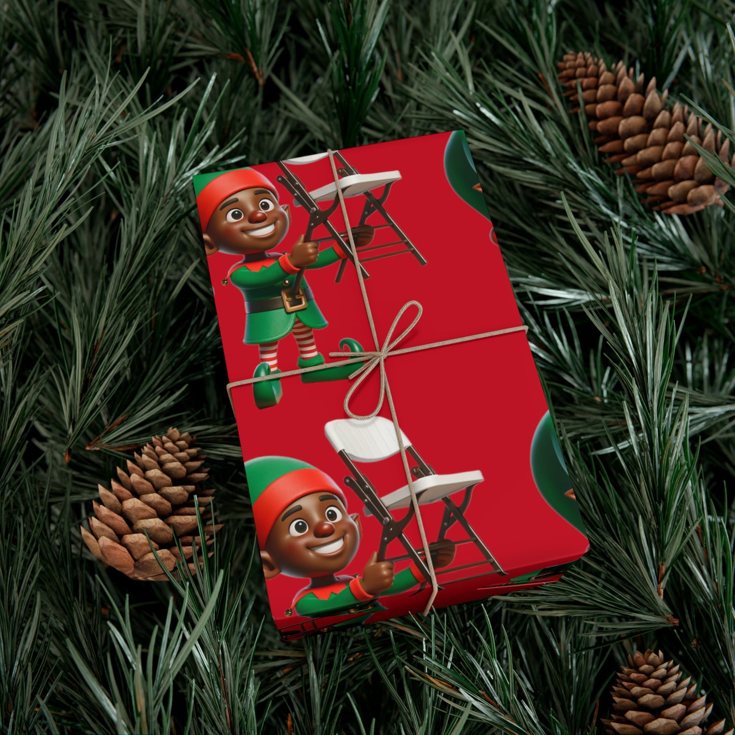 Folding Chair Elf Gift Wrap Papers